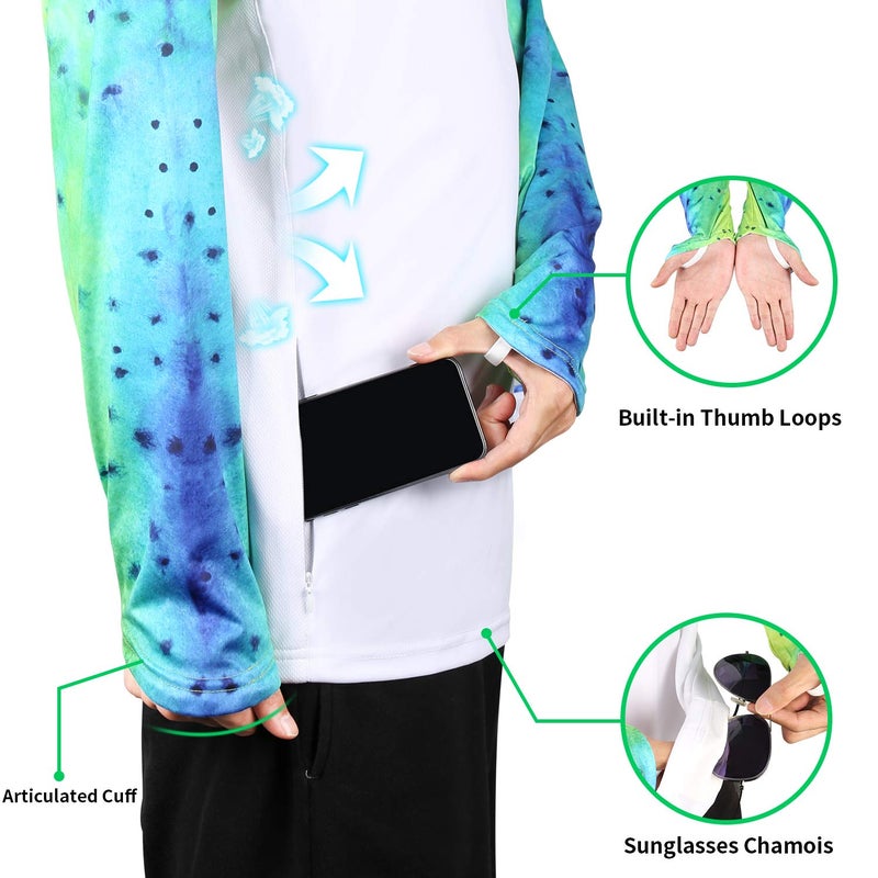 Palmyth Fishing Shirt for Men Long Sleeve Sun Protection UV UPF 50+ T-Shirts with Pocket (Mahi/Lighthouse, XXXX-Large) - Image 3